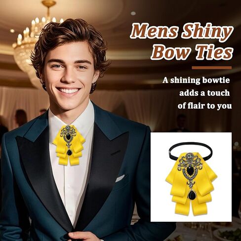 Bow Ties for Men Women, Pre-tied Mens Bow Tie with Crystal Women's Rhinestone Bowtie for Wedding Party Prom in Kuwait