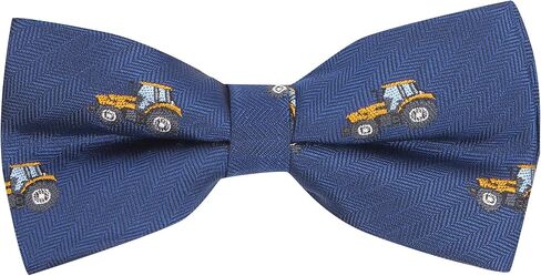 King & Priory Navy Blue Herringbone Embroidered Tractor Bow Tie in Kuwait