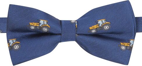 King & Priory Navy Blue Herringbone Embroidered Tractor Bow Tie in Kuwait