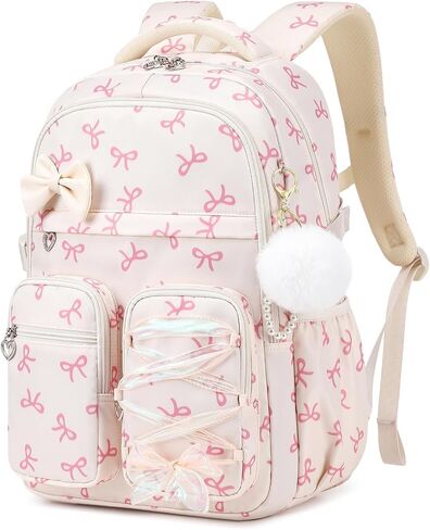 MOONBABY Kids Backpack for Girls, Fits 15.6 Inch Laptop Large Capacity School Bookbag, Girls Backpack with Lovely Pendant, Back to School Bag for Elementary Primary Students Teen Ages 6-12, Purple in Kuwait