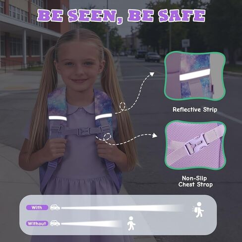 MOONBABY Kids Backpack for Girls, Fits 15.6 Inch Laptop Large Capacity School Bookbag, Girls Backpack with Lovely Pendant, Back to School Bag for Elementary Primary Students Teen Ages 6-12, Purple in Saudi Arabia