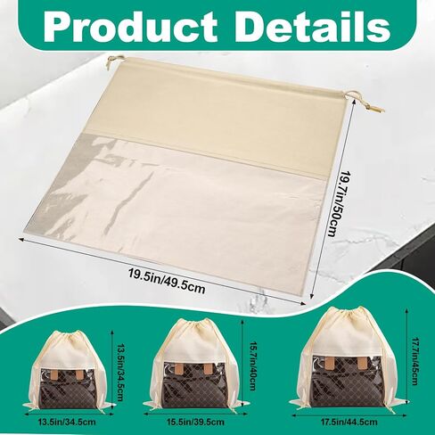 12 PCS Dust Bags for Handbags, Dustproof Drawstring Bags, Purses Organizers Storage Bags for Handbags Shoes Purses, Breathable Non Woven Fabric Cloth Pouch Bag, Beige, 4 Size in Saudi Arabia