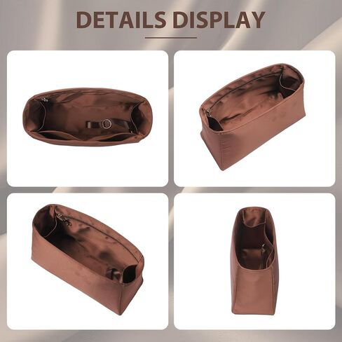 Doxo Ultra-Soft Satin Purse Organizer Insert for Hermes Kelly 25, Waterproof Lightweight Kelly 25 Bag Insert with 6 Compartments & YKK Zipper & Keychain, Luxury Handbag Liner Shape (Gold) in Saudi Arabia