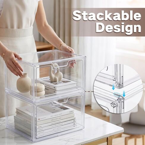 Purse Organizer for Closet,Clear Display Case for Handbag Organizer, Purse Storage Box with Magnetic Door, Stackable Storage Bins for Bag, Wallet, Book, Collectibles, Cosmetic (5 Pack) in Kuwait
