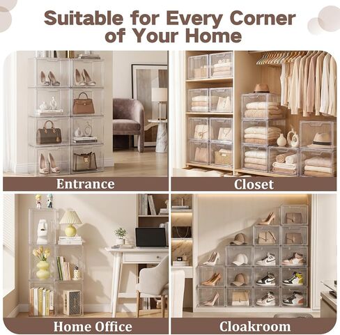 Purse Organizer for Closet,Clear Display Case for Handbag Organizer, Purse Storage Box with Magnetic Door, Stackable Storage Bins for Bag, Wallet, Book, Collectibles, Cosmetic (5 Pack) in Kuwait