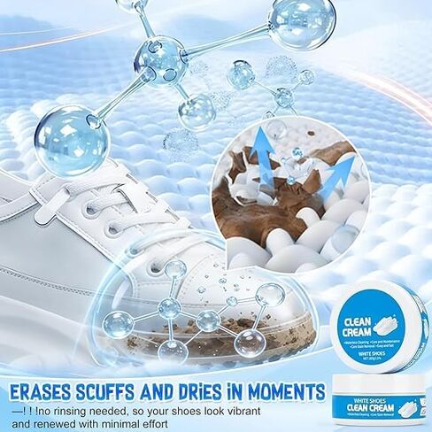 2PCS White Shoes Clean Cream, Multipurpose No-Wash Solid Cleaning Paste with Sponge, White Shoes Cleaning Cream for Leather Sneakers Soles in Kuwait