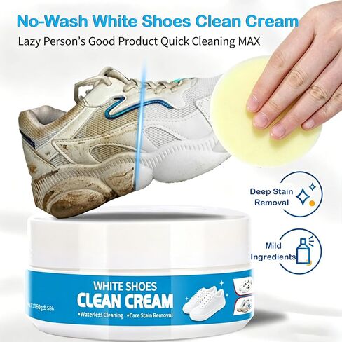 2PCS White Shoes Clean Cream, Multipurpose No-Wash Solid Cleaning Paste with Sponge, White Shoes Cleaning Cream for Leather Sneakers Soles in Kuwait