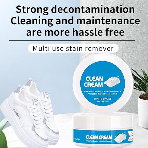 2PCS White Shoes Clean Cream, Multipurpose No-Wash Solid Cleaning Paste with Sponge, White Shoes Cleaning Cream for Leather Sneakers Soles in Kuwait