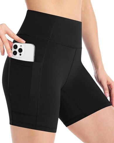 Moozava Women's Biker Shorts 4"/6"/8" High Waisted Tummy Control Workout Gym Yoga Running Volleyball Spandex Shorts 3 Pockets in Saudi Arabia