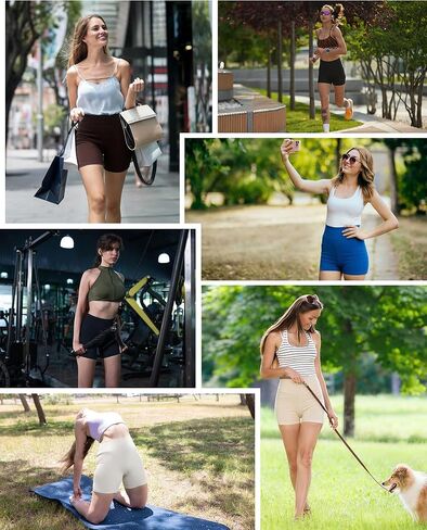 Moozava Women's Biker Shorts 4"/6"/8" High Waisted Tummy Control Workout Gym Yoga Running Volleyball Spandex Shorts 3 Pockets in Saudi Arabia