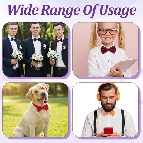 40Pcs Solid Color Pre-tied Bow Tie, Men's Bow Ties, Adjustable Bowties for Men Tuxedo Costume Wedding Party, Many Colors Options in Bulk in Saudi Arabia