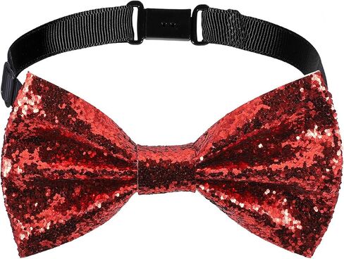 Sequin Bow Tie for Men Red Glitter Bow Tie Sparkling Shiny Bowtie Sparkly Glitter Necktie Pre-tied Adjustable Shiny Bows Ties Tuxedo Bowties for Banquet Carnival Costume Party in Kuwait
