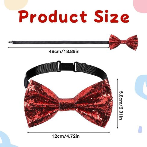 Sequin Bow Tie for Men Red Glitter Bow Tie Sparkling Shiny Bowtie Sparkly Glitter Necktie Pre-tied Adjustable Shiny Bows Ties Tuxedo Bowties for Banquet Carnival Costume Party in Kuwait