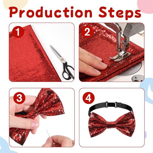Sequin Bow Tie for Men Red Glitter Bow Tie Sparkling Shiny Bowtie Sparkly Glitter Necktie Pre-tied Adjustable Shiny Bows Ties Tuxedo Bowties for Banquet Carnival Costume Party in Kuwait