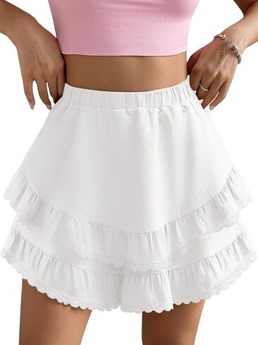 Caracilia Flowy Skorts for Women, Ruffle Tiered A-Line Mini Skirts Built-in Shorts, 2026 Summer Tennis & Golf Shorts in Kuwait