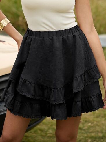 Caracilia Flowy Skorts for Women, Ruffle Tiered A-Line Mini Skirts Built-in Shorts, 2026 Summer Tennis & Golf Shorts in Kuwait