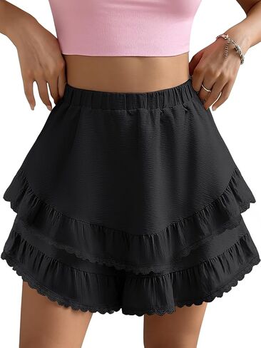 Caracilia Flowy Skorts for Women, Ruffle Tiered A-Line Mini Skirts Built-in Shorts, 2026 Summer Tennis & Golf Shorts in Kuwait