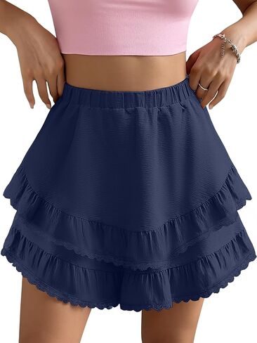 Caracilia Flowy Skorts for Women, Ruffle Tiered A-Line Mini Skirts Built-in Shorts, 2026 Summer Tennis & Golf Shorts in Kuwait