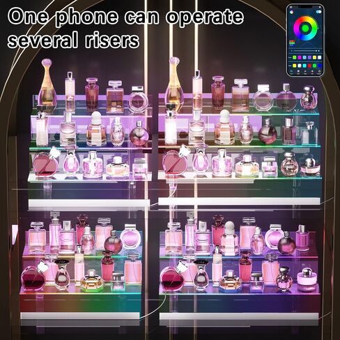 16" Acrylic Display Organizer with LED Light - 3 Tier Perfume Organizer for Women, Cologne Organizer for Men, Clear Riser, Figures Stand, Perfume Stand and Display Step Shelves Holder, Dessert Shelf in Kuwait