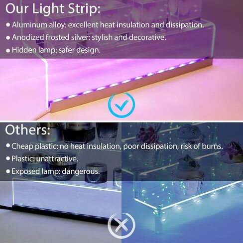 16" Acrylic Display Organizer with LED Light - 3 Tier Perfume Organizer for Women, Cologne Organizer for Men, Clear Riser, Figures Stand, Perfume Stand and Display Step Shelves Holder, Dessert Shelf in Kuwait