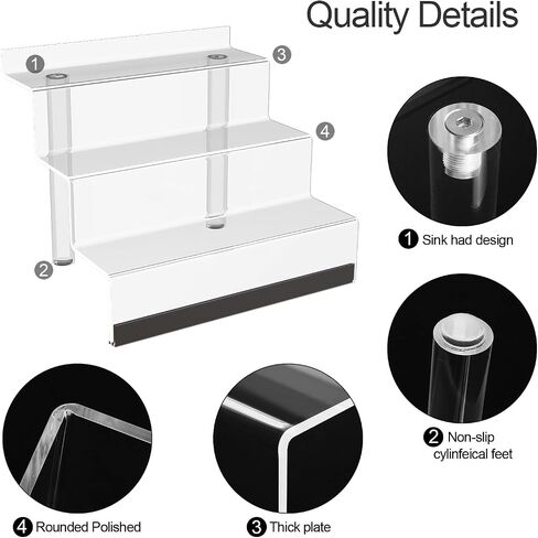16" Acrylic Display Organizer with LED Light - 3 Tier Perfume Organizer for Women, Cologne Organizer for Men, Clear Riser, Figures Stand, Perfume Stand and Display Step Shelves Holder, Dessert Shelf in Kuwait