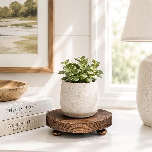 2 Pcs Wood Riser for Display Stand, 4.72inch Holder for Rustic Farmhouse Decor, Tiered Tray Decorations, Round Pedestal Stand for Boho Decor, Shelf Decorations - Lamp Riser Cake Stand Plant Stand in Saudi Arabia