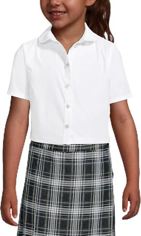 Lands' End School Uniform Girls Short Sleeve Peter Pan Collar Broadcloth Shirt in Saudi Arabia