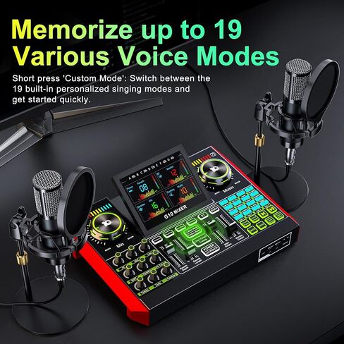 tenlamp G9 Live Sound Card for Streaming, Podcast Equipment with Voice Changer, 2 Level Denoise, Built-in 2000mAh Battery, Sound Board, Audio Mixer for Computer, Phone Recording in Saudi Arabia