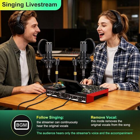 tenlamp G9 Live Sound Card for Streaming, Podcast Equipment with Voice Changer, 2 Level Denoise, Built-in 2000mAh Battery, Sound Board, Audio Mixer for Computer, Phone Recording in Saudi Arabia