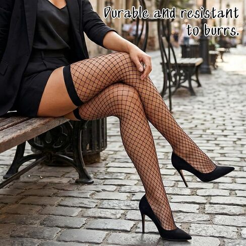 2 Pairs Fishnet Thigh Highs Stockings, Black Thigh High Fishnet Stockings Elasticity Slimming and Leg-Shaped Sexy Lingerie Socking for Women Daily Photo Wear in Kuwait
