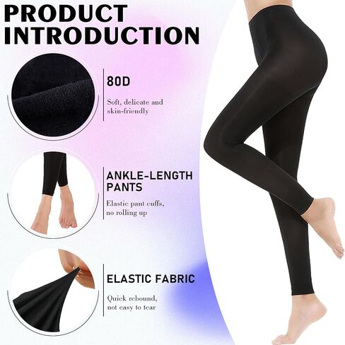 Caprilite Women's 80D Semi Opaque Tights,Sheer Black Footless Tights,High Waist Solid Color Pantyhose Stockings in Saudi Arabia
