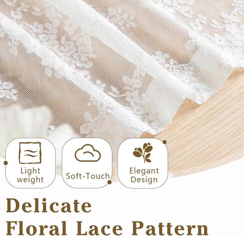 Emvency 2 Pack Valances for Windows, Black Lace Romantic Elegant Light Filtering Semi Sheer Floral Drapes Curtain for Bedroom Living Room Kitchen Over Sink, 52x18 Inch Rod Pocket Valances in Saudi Arabia