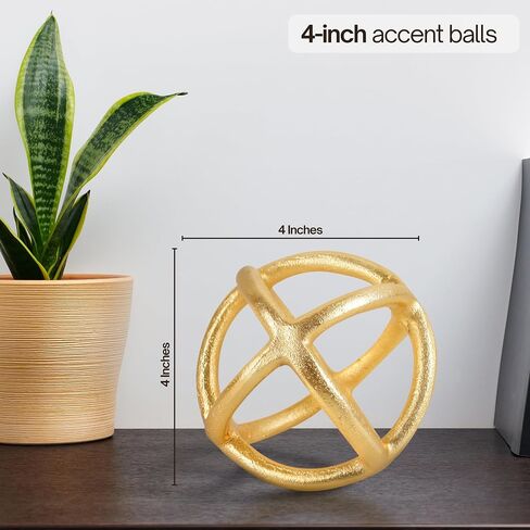 CLEENTABLE Decorative Sphere for Home Decor - Modern Decorative Balls for Living Room, Bedroom, Kitchen, Bathroom, Office - Table Decorative Orbs for Centerpiece (Gold) in Saudi Arabia