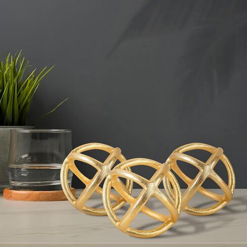 CLEENTABLE Decorative Sphere for Home Decor - Modern Decorative Balls for Living Room, Bedroom, Kitchen, Bathroom, Office - Table Decorative Orbs for Centerpiece (Gold) in Saudi Arabia