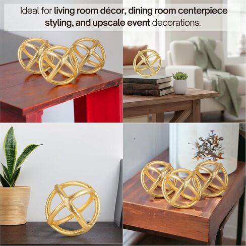 CLEENTABLE Decorative Sphere for Home Decor - Modern Decorative Balls for Living Room, Bedroom, Kitchen, Bathroom, Office - Table Decorative Orbs for Centerpiece (Gold) in Saudi Arabia
