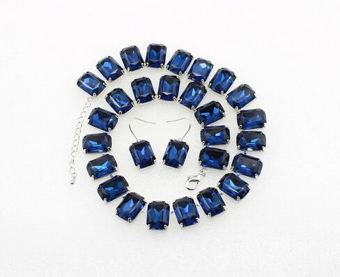 Faship Rectangle Premium Statement Necklace Earrings Set | Premium Rhinestone Crystal, Gorgeous, Elegant, Sparkling, Brilliant in Kuwait