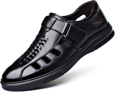 Men's Casual Dress Sandals - Closed Toe Leather Fisherman Sandals Summer Breathable Business Shoes for Walking Driving Travel Chruch Office in Saudi Arabia