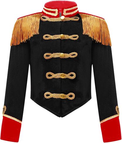 inlzdz Kids Girls Circus Ringmaster Tassel Jacket Tailcoats Drum Major Conductor Band Team Uniform for Black 8 Years in Saudi Arabia