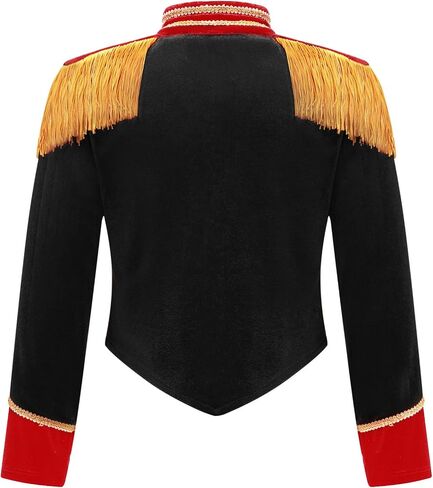 inlzdz Kids Girls Circus Ringmaster Tassel Jacket Tailcoats Drum Major Conductor Band Team Uniform for Black 8 Years in Saudi Arabia