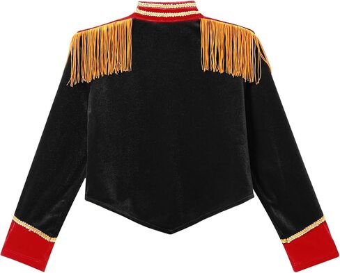 inlzdz Kids Girls Circus Ringmaster Tassel Jacket Tailcoats Drum Major Conductor Band Team Uniform for Black 8 Years in Saudi Arabia