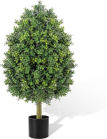 Giegxin 3ft Artificial Boxwood Topiary Trees Fake Bushes Potted Plants Indoor Evergreen Shrubs with Sturdy Planter for Front Porch Home Yard Decor in Kuwait