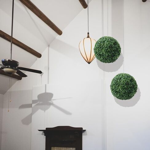 16-Inch Artificial Boxwood Topiary Ball, UV-Protected Green Faux Plant Sphere for Indoor and Outdoor Decor, Ideal for Weddings, Front Porches, and Home Accents in Kuwait