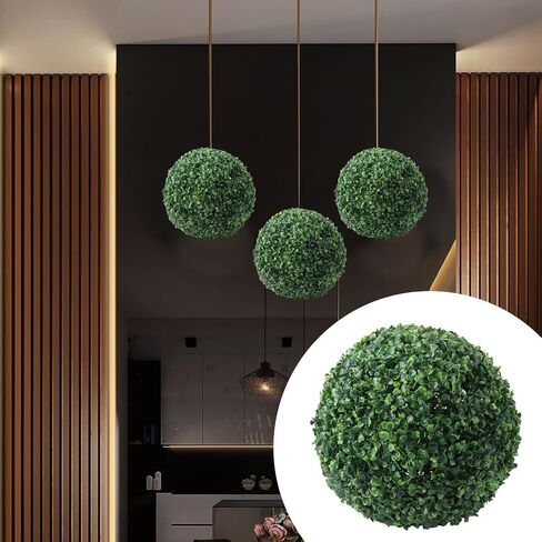 16-Inch Artificial Boxwood Topiary Ball, UV-Protected Green Faux Plant Sphere for Indoor and Outdoor Decor, Ideal for Weddings, Front Porches, and Home Accents in Kuwait