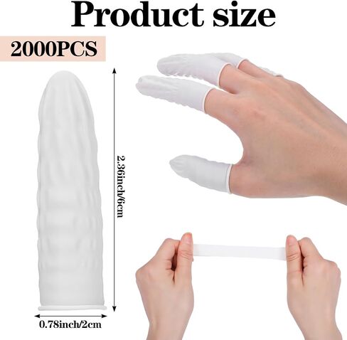 2000 Pcs Disposable Latex Finger Cots, Protective Fingertips Gloves, White Finger Protectors Sleeves for Industrial, Beauty and More (2.36 x 0.78 Inch) in Kuwait