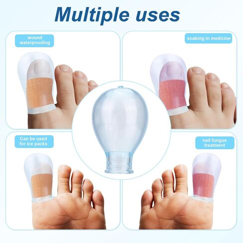 4pcs Waterproof Toe Protector, Reusable Silicone Toe Sleeve with 10 Adhesive Bandages for Shower Swimming Pedicure Manicure Nail Soaking & Wound Protection in Kuwait