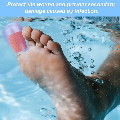 4pcs Waterproof Toe Protector, Reusable Silicone Toe Sleeve with 10 Adhesive Bandages for Shower Swimming Pedicure Manicure Nail Soaking & Wound Protection in Kuwait