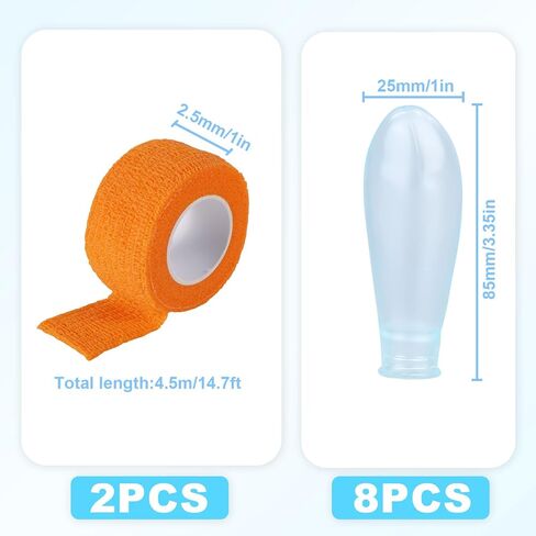 8pcs Waterproof Finger Protectors, Reusable Silicone Finger Tips Cover Sleeve with 2 Rolls Nursing Bandage for Shower Swimming Pedicure Manicure Thumb Cots Nail Soaking Gloves Protection in Kuwait