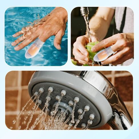 8pcs Waterproof Finger Protectors, Reusable Silicone Finger Tips Cover Sleeve with 2 Rolls Nursing Bandage for Shower Swimming Pedicure Manicure Thumb Cots Nail Soaking Gloves Protection in Kuwait