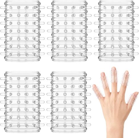 5 Pcs Picking & Fidget Support Finger Covers, Nail Biting Prevention Textured Silicone Finger Sleeves Nail Protectors Anti Skin Picking Gloves for OCD & Dermatillomania Anxiety(Clear) in Kuwait
