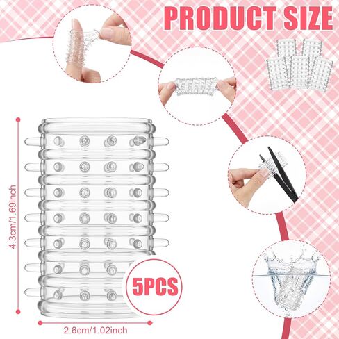 5 Pcs Picking & Fidget Support Finger Covers, Nail Biting Prevention Textured Silicone Finger Sleeves Nail Protectors Anti Skin Picking Gloves for OCD & Dermatillomania Anxiety(Clear) in Kuwait